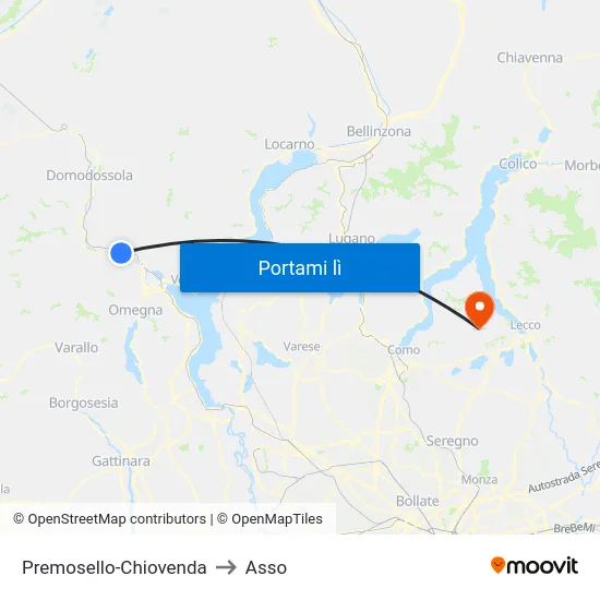 Premosello-Chiovenda to Asso map