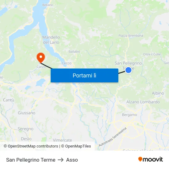 San Pellegrino Terme to Asso map