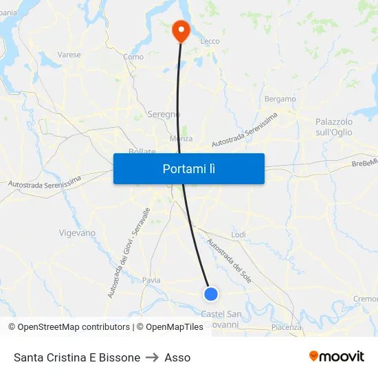 Santa Cristina E Bissone to Asso map