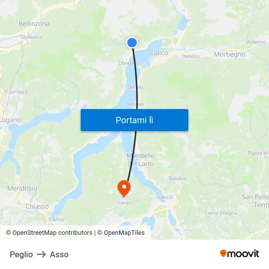Peglio to Asso map