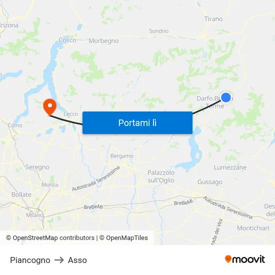 Piancogno to Asso map
