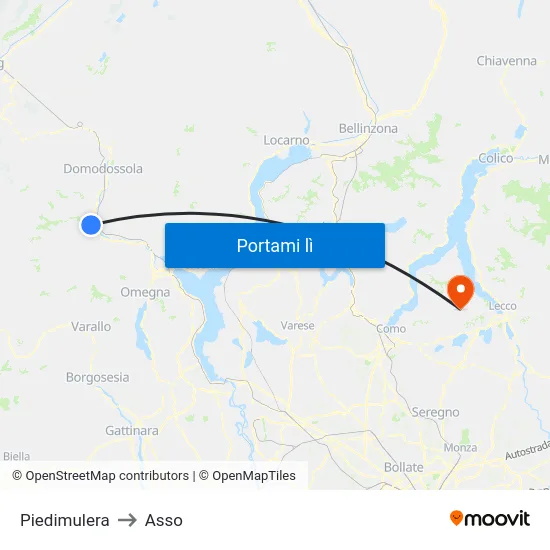 Piedimulera to Asso map