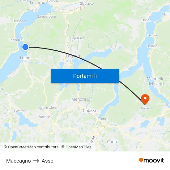 Maccagno to Asso map