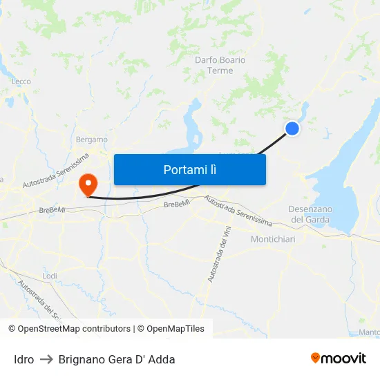 Idro to Brignano Gera D' Adda map