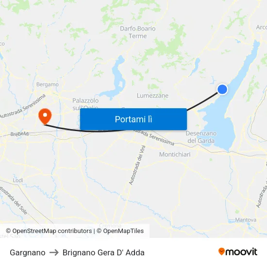 Gargnano to Brignano Gera D' Adda map
