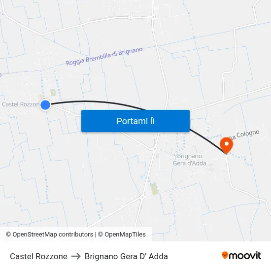 Castel Rozzone to Brignano Gera D' Adda map
