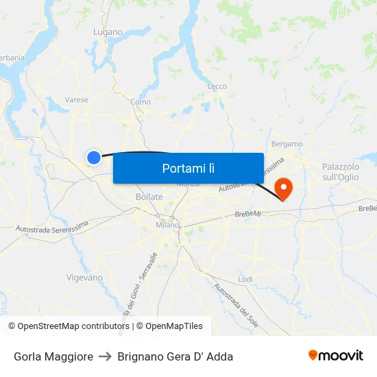 Gorla Maggiore to Brignano Gera D' Adda map