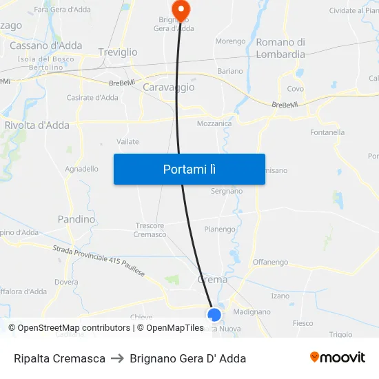Ripalta Cremasca to Brignano Gera D' Adda map