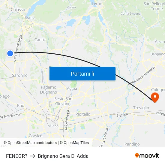 FENEGR? to Brignano Gera D' Adda map