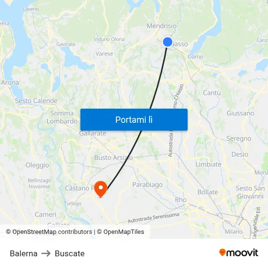 Balerna to Buscate map