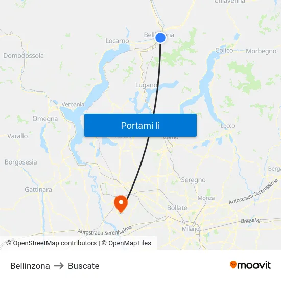 Bellinzona to Buscate map