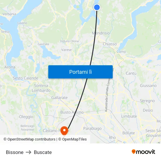 Bissone to Buscate map