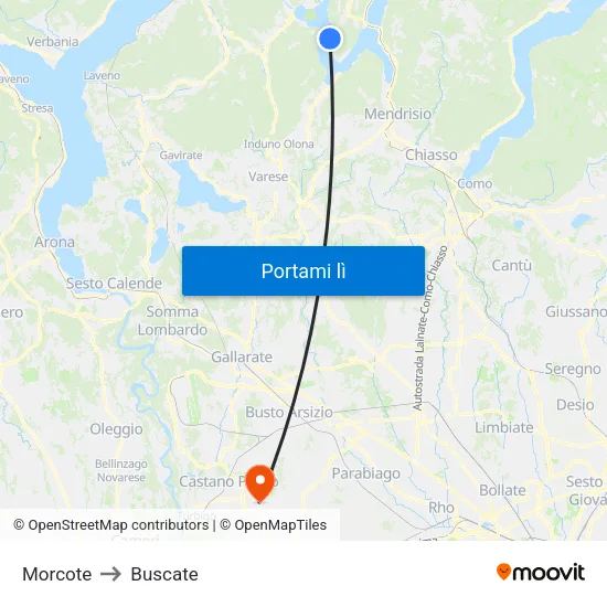 Morcote to Buscate map
