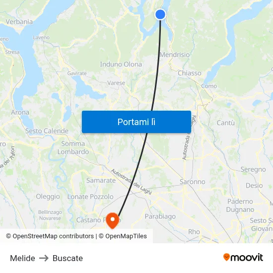 Melide to Buscate map