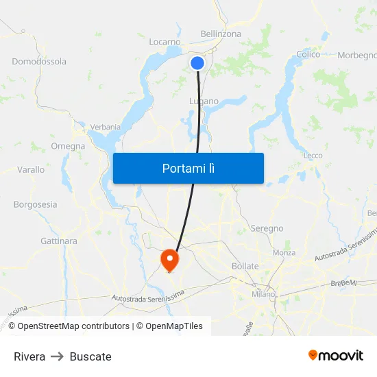 Rivera to Buscate map