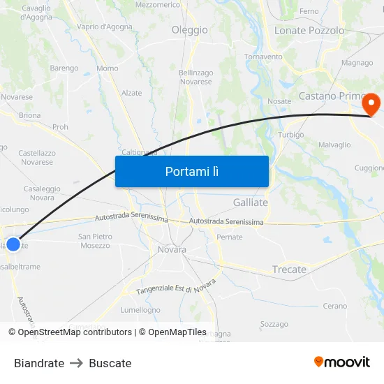 Biandrate to Buscate map
