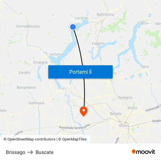 Brissago to Buscate map