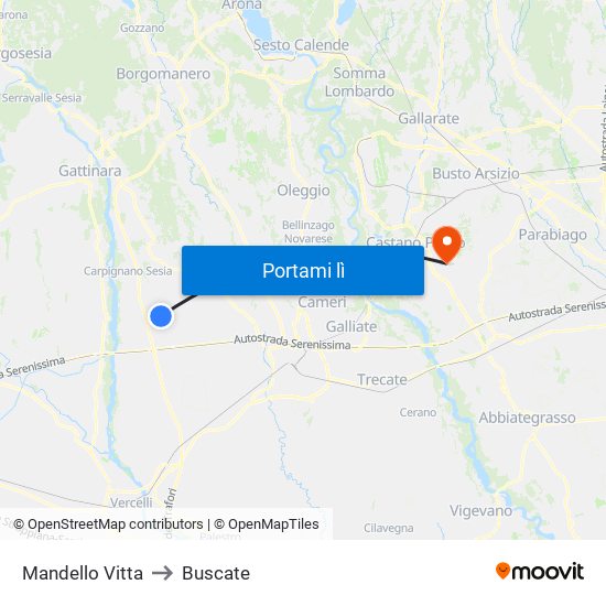 Mandello Vitta to Buscate map