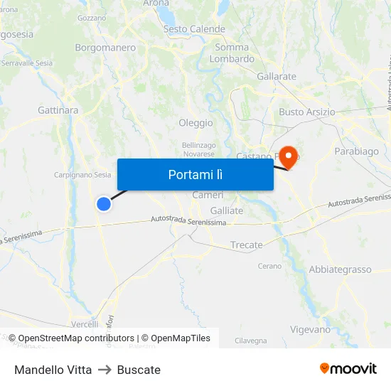 Mandello Vitta to Buscate map