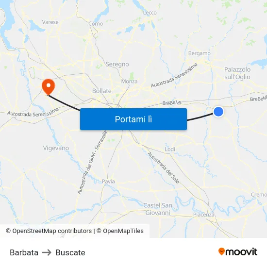 Barbata to Buscate map