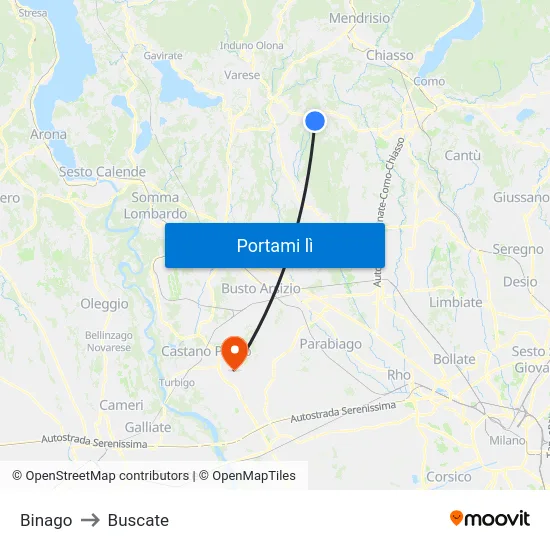 Binago to Buscate map