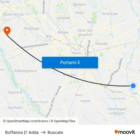 Boffalora D' Adda to Buscate map