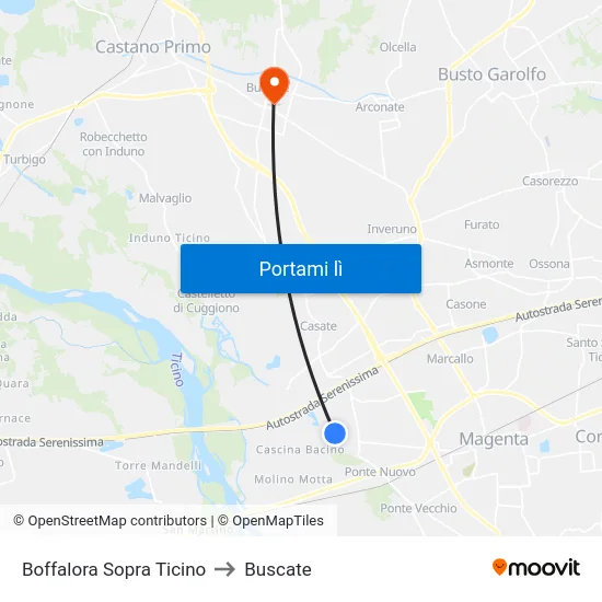 Boffalora Sopra Ticino to Buscate map