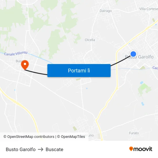 Busto Garolfo to Buscate map