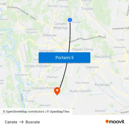 Cairate to Buscate map