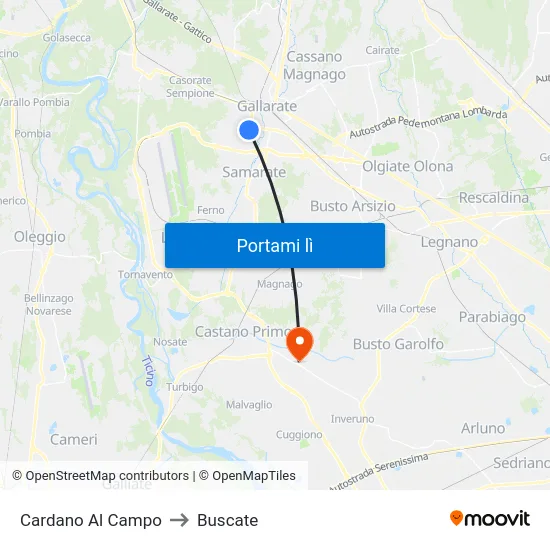 Cardano Al Campo to Buscate map