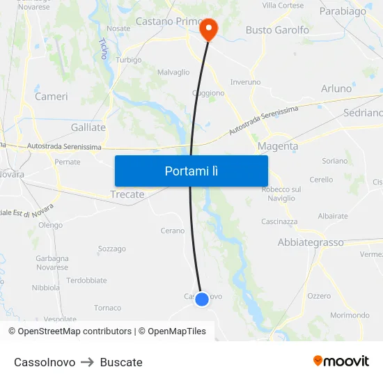 Cassolnovo to Buscate map