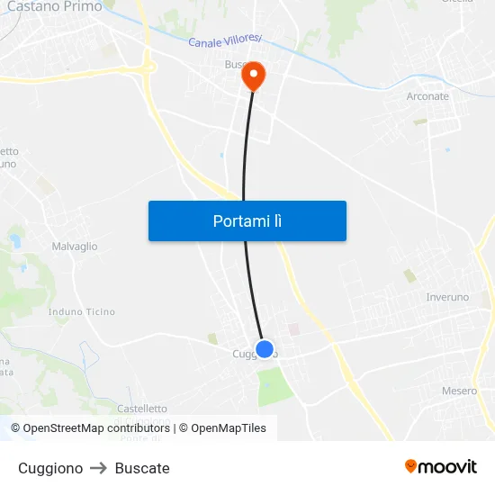 Cuggiono to Buscate map
