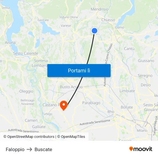 Faloppio to Buscate map