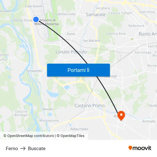 Ferno to Buscate map