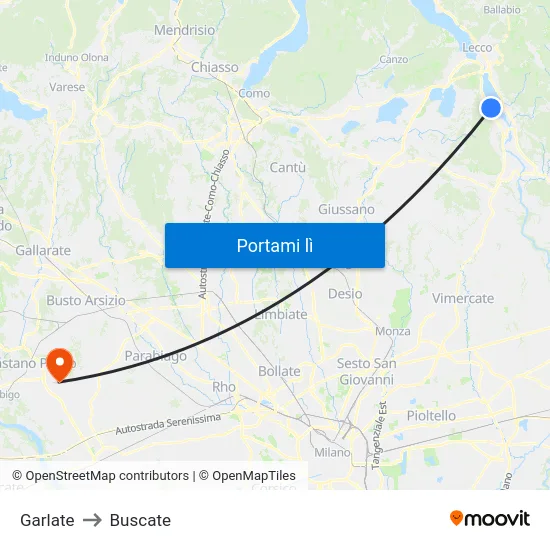 Garlate to Buscate map