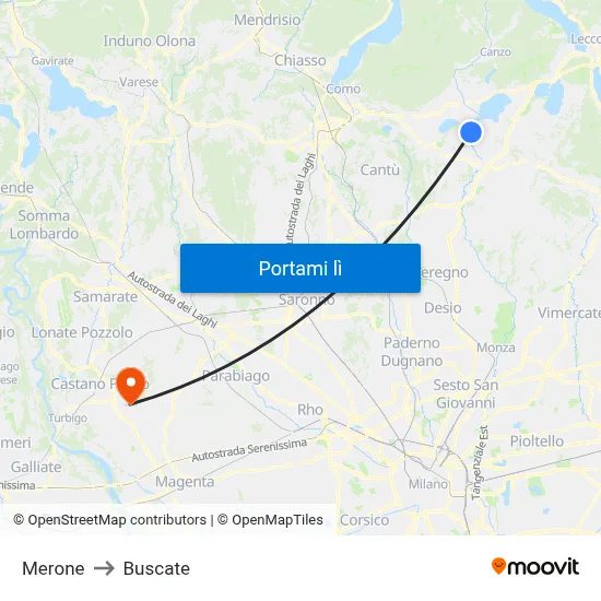 Merone to Buscate map