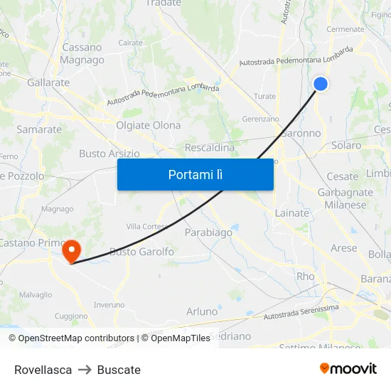Rovellasca to Buscate map