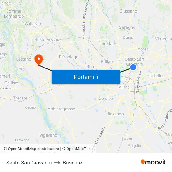 Sesto San Giovanni to Buscate map