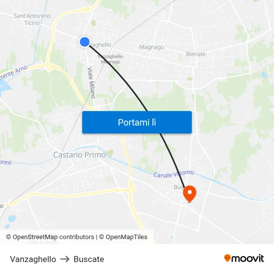 Vanzaghello to Buscate map