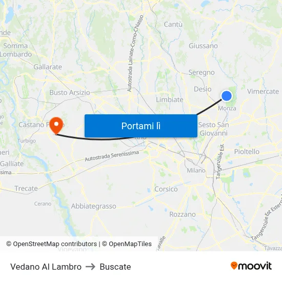 Vedano Al Lambro to Buscate map