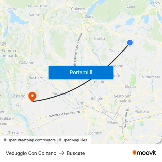 Veduggio Con Colzano to Buscate map