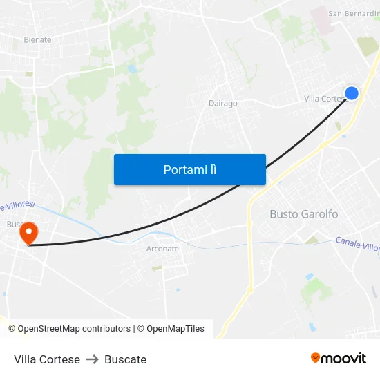 Villa Cortese to Buscate map