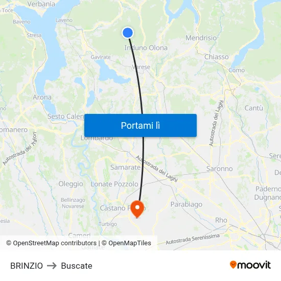 BRINZIO to Buscate map