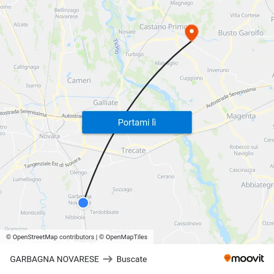 GARBAGNA NOVARESE to Buscate map