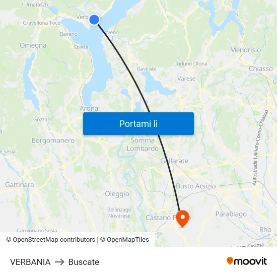 VERBANIA to Buscate map