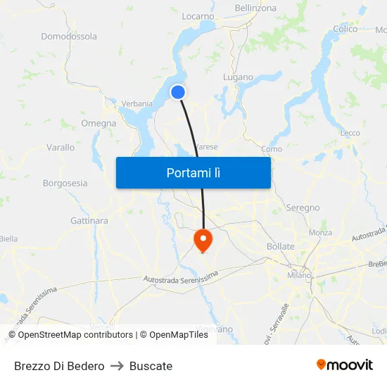 Brezzo Di Bedero to Buscate map