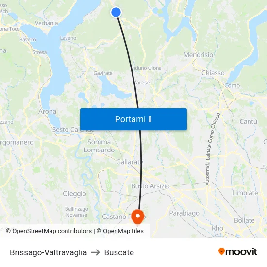 Brissago-Valtravaglia to Buscate map