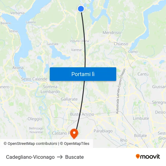 Cadegliano-Viconago to Buscate map