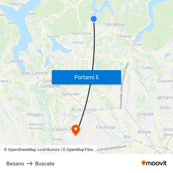 Besano to Buscate map