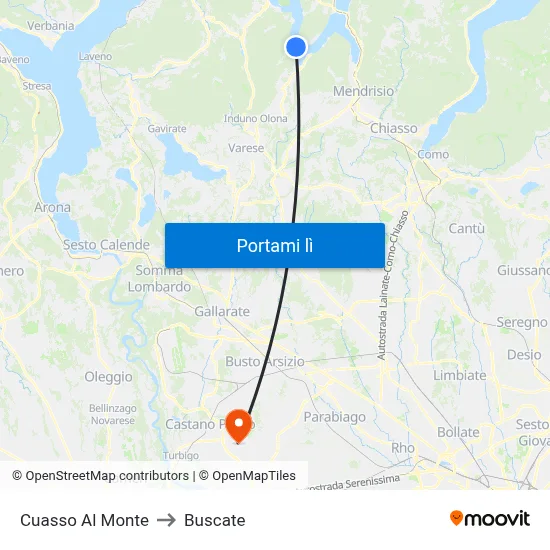 Cuasso Al Monte to Buscate map